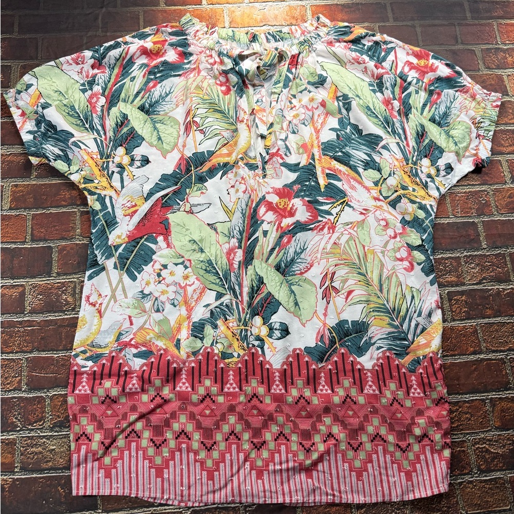 Anthropologie Multicolor Tropical Blouse